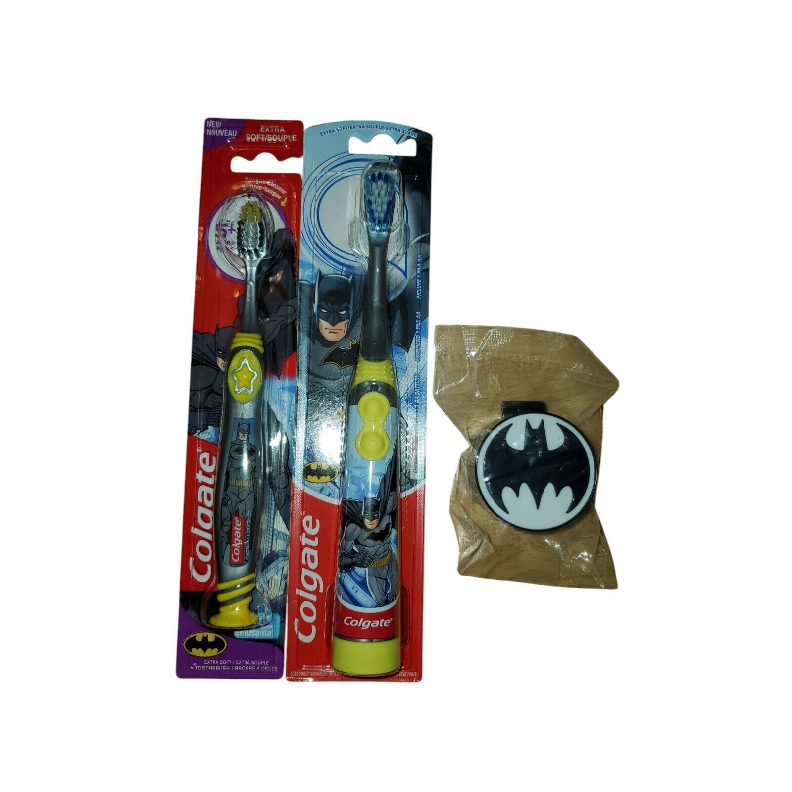Colgate Kids Battery Powered Toothbrush, Batman Extra Soft Bristles, Cap Bundle